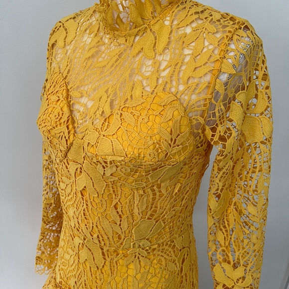 Glory Connection Yellow Rebekah Ruffle Lace Maxi Elegant Dress NWT - Picture 11 of 16